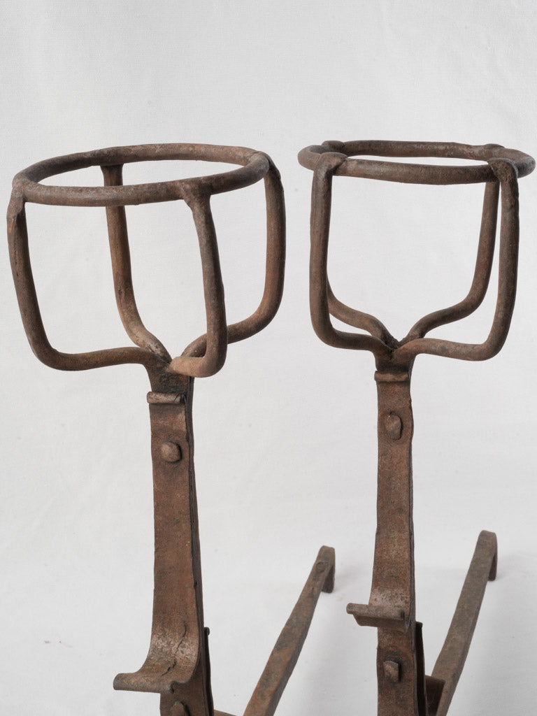 Hammered texture fireplace andirons