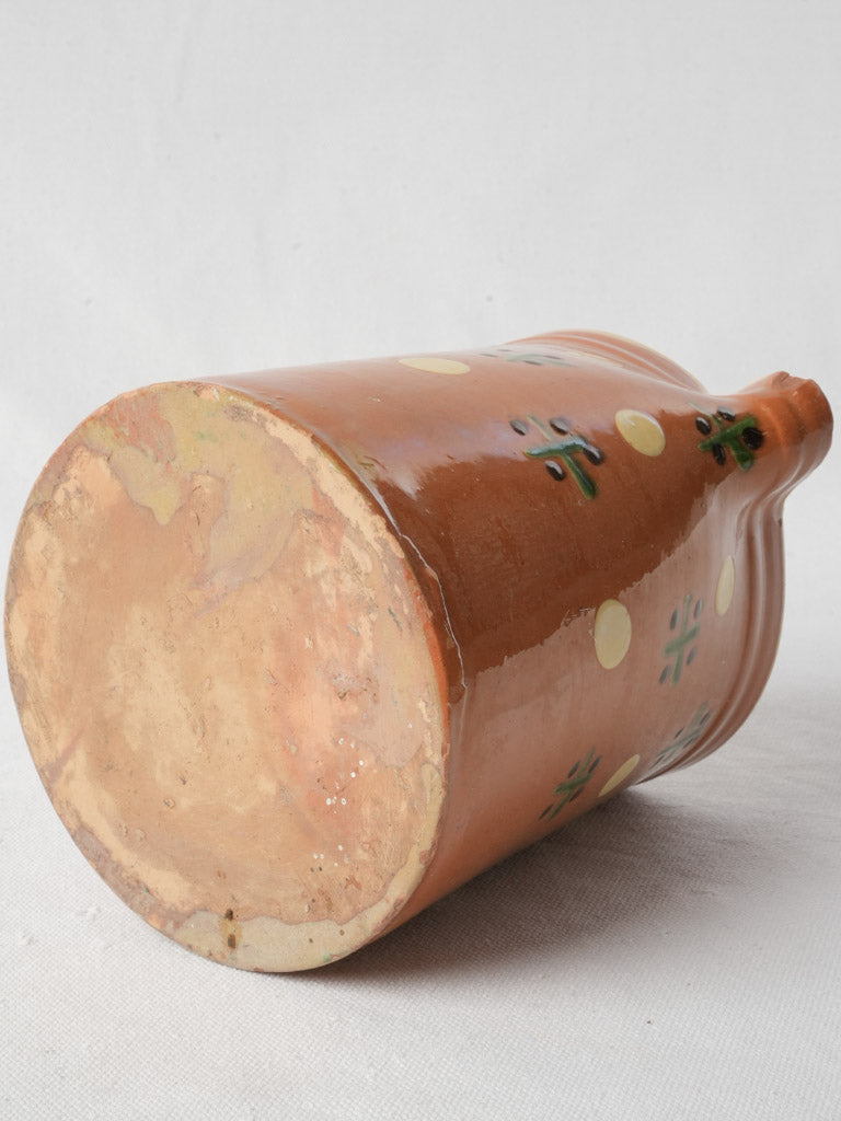 Rustic Savoy Ceramic Pitcher w/ Cross-and-Dot Motifs - 6¾"