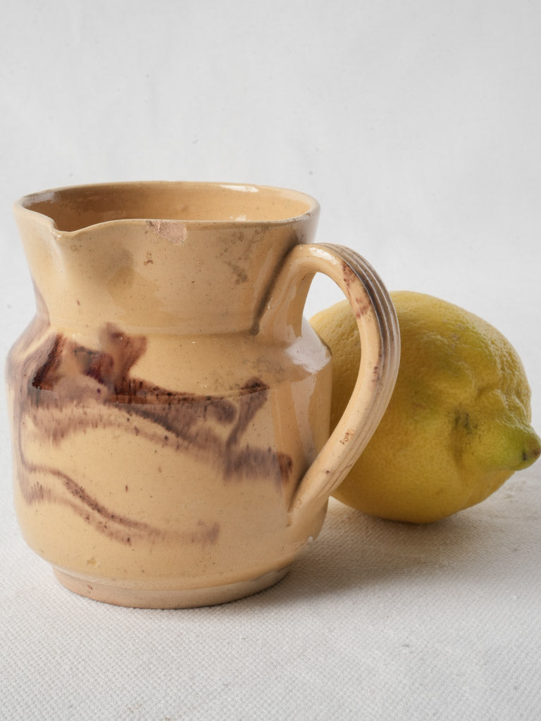 Mid-20th Century Vallauris Lidded Creamer w/ Marbled Glaze - 5"