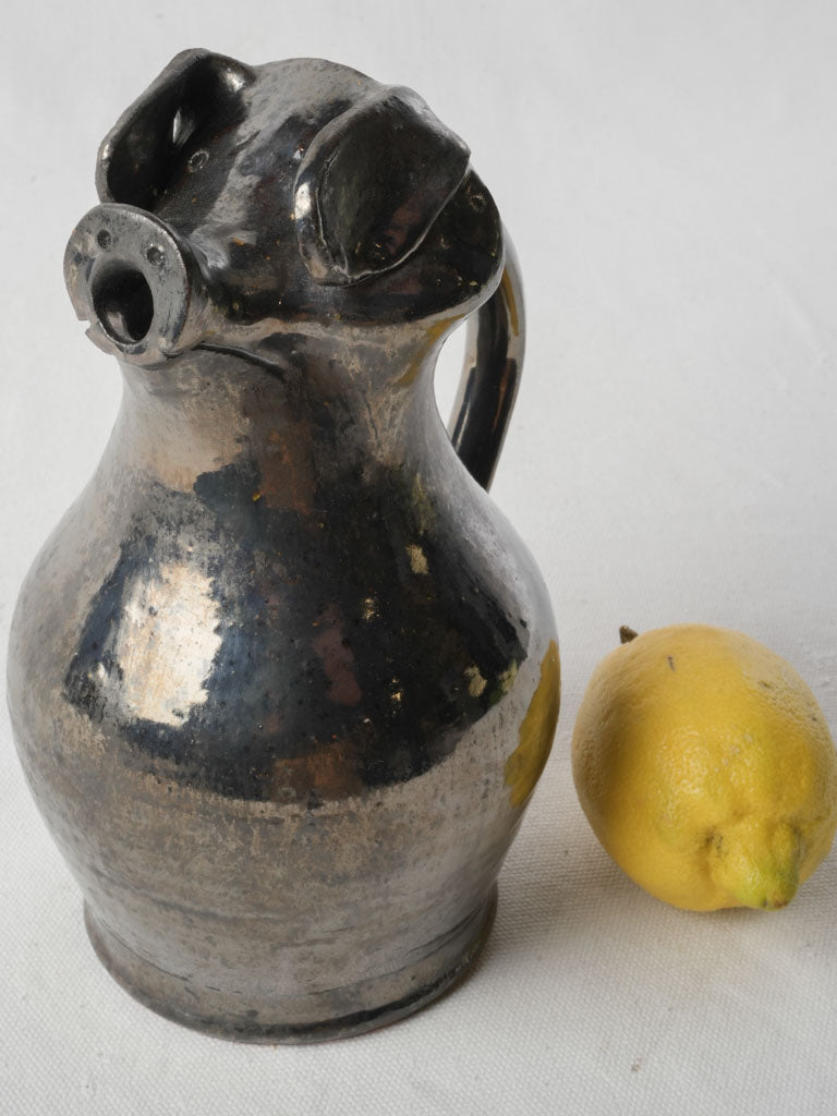 Vintage Pig-Shaped Cider Pitcher by Alphonse Hamel from Normandy - 9"