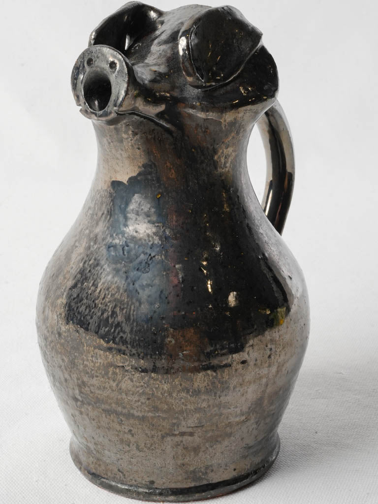 Iridescent metallic ceramic cider pitcher