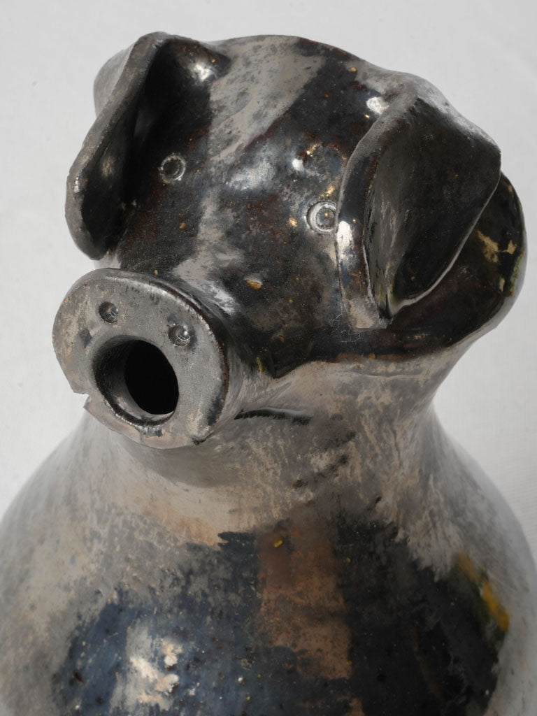 Vintage Pig-Shaped Cider Pitcher by Alphonse Hamel from Normandy - 9"