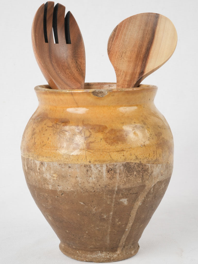 Antique French confit pot w/ yellow-ochre glaze 6¾"