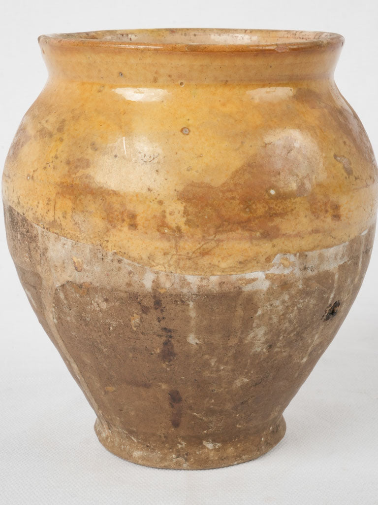 Antique French confit pot w/ yellow-ochre glaze 6¾"