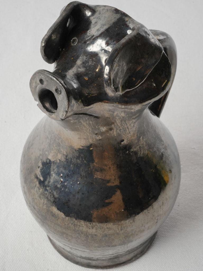 Vintage Pig-Shaped Cider Pitcher by Alphonse Hamel from Normandy - 9"