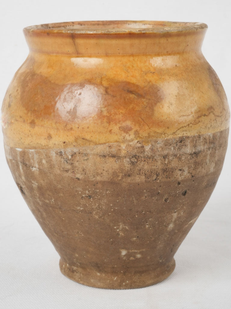 Antique French confit pot w/ yellow-ochre glaze 6¾"
