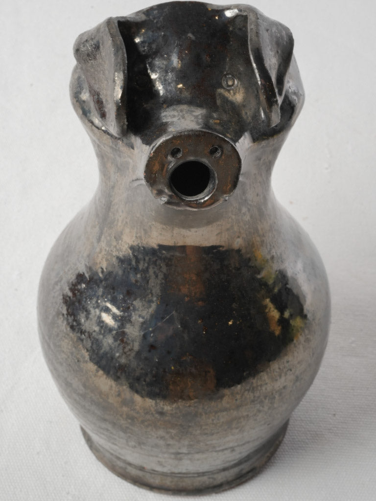 Vintage Pig-Shaped Cider Pitcher by Alphonse Hamel from Normandy - 9"