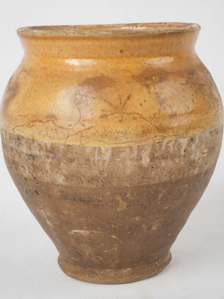 Antique French confit pot w/ yellow-ochre glaze 6¾"