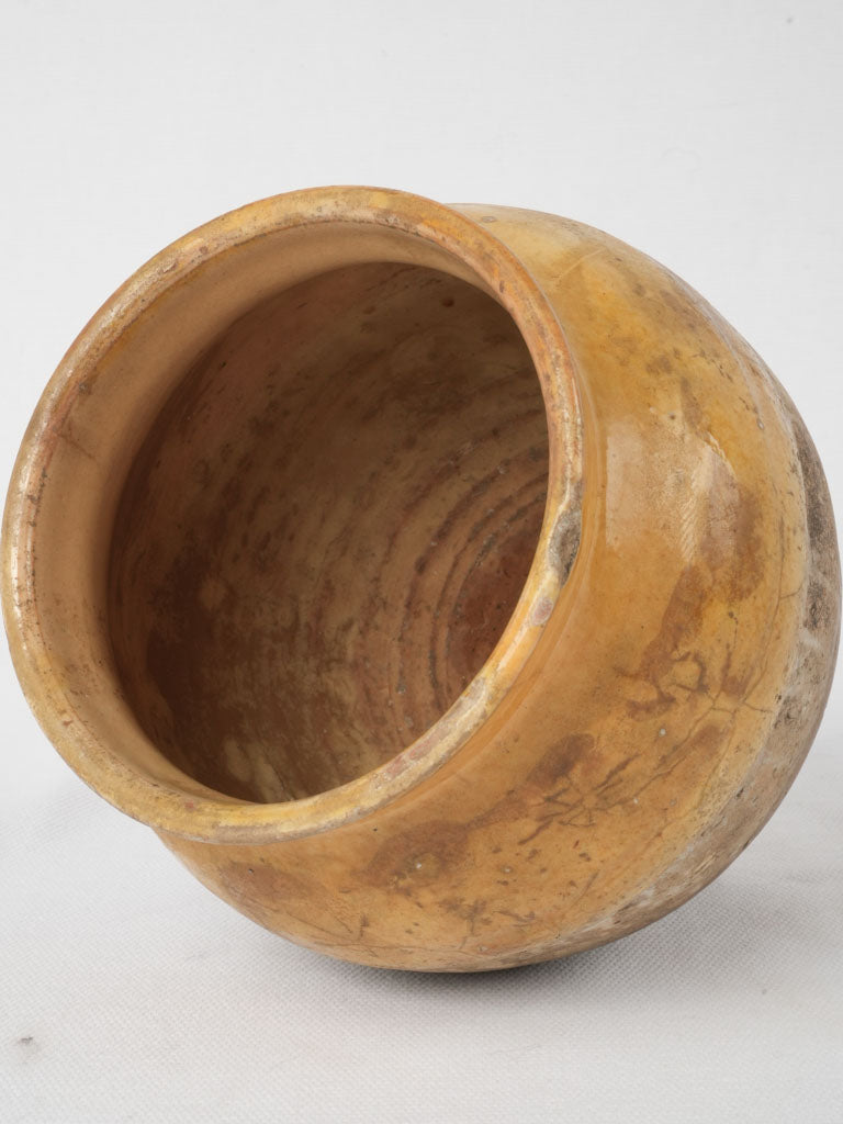 Antique French confit pot w/ yellow-ochre glaze 6¾"