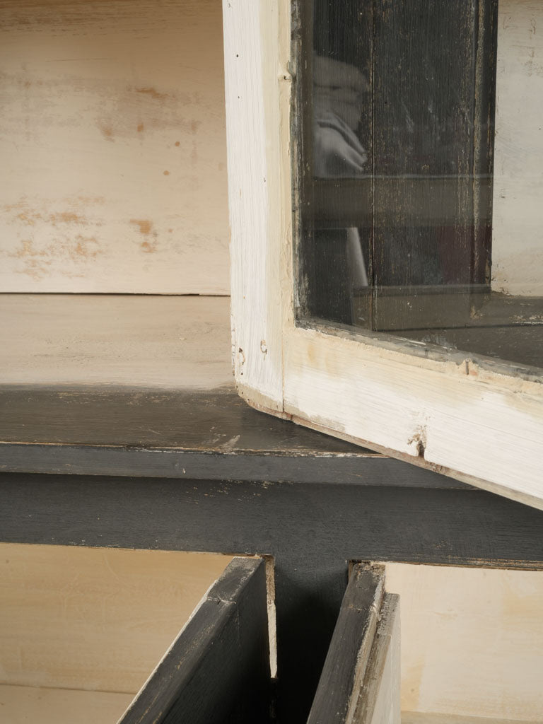 Aged gray finish hutch