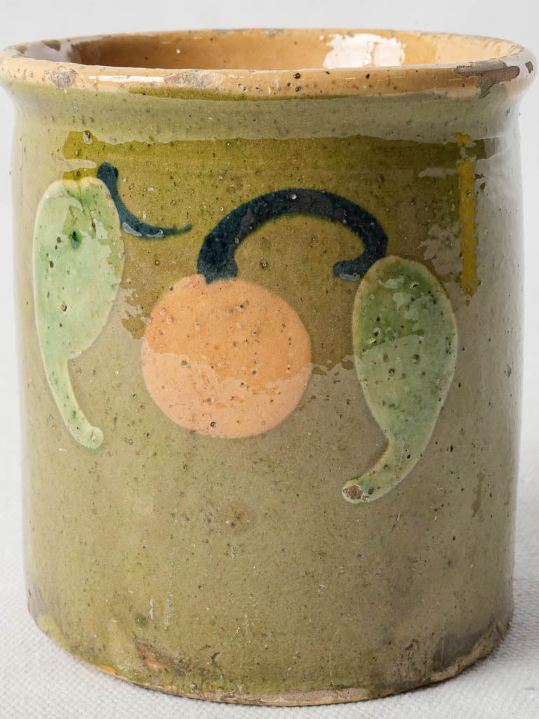 Early 20th-Century French Savoy Petite Jam Jar W/ Stylized Fruit Motif - 4¼"