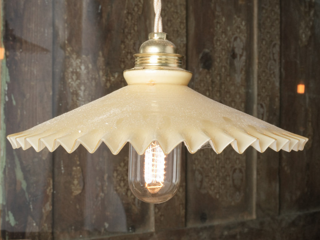 Scalloped 1930s French hanging lamp