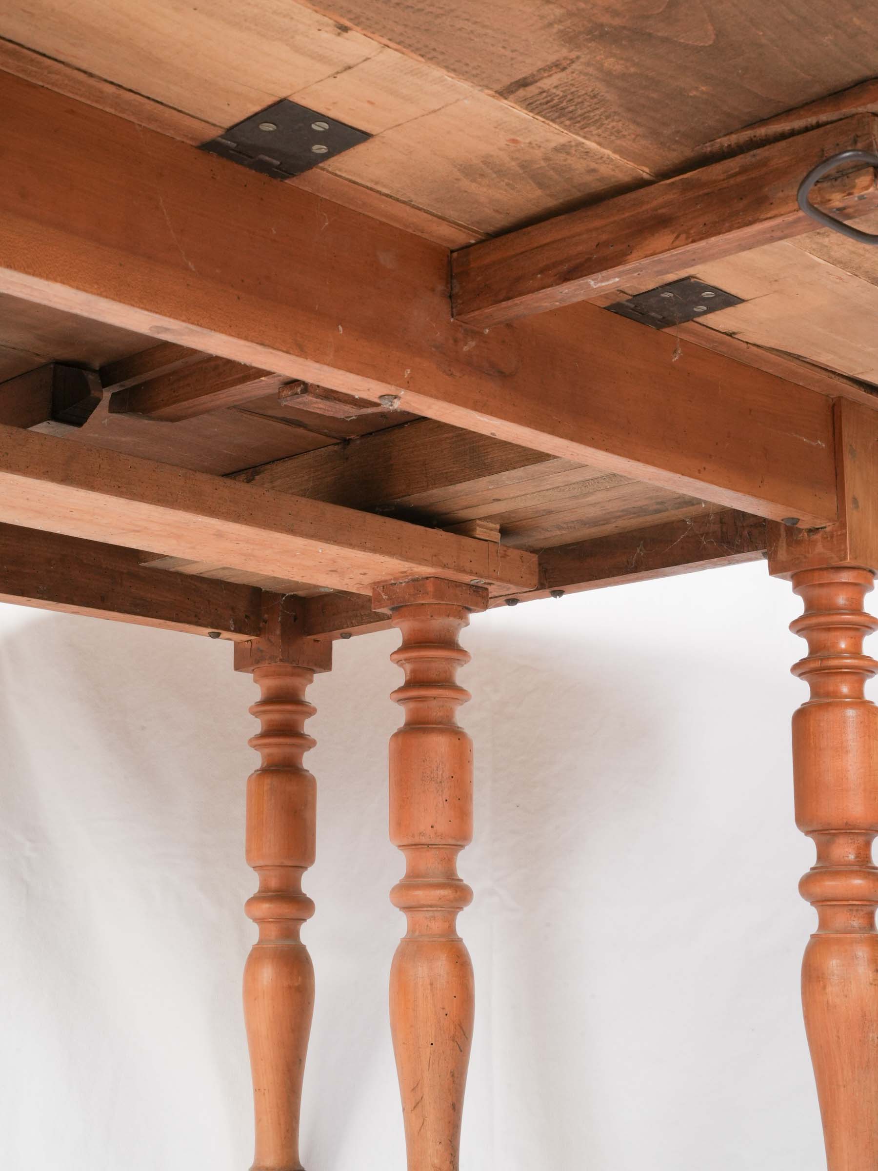 Antique French Walnut Dining Table with Extensions and Turned Legs