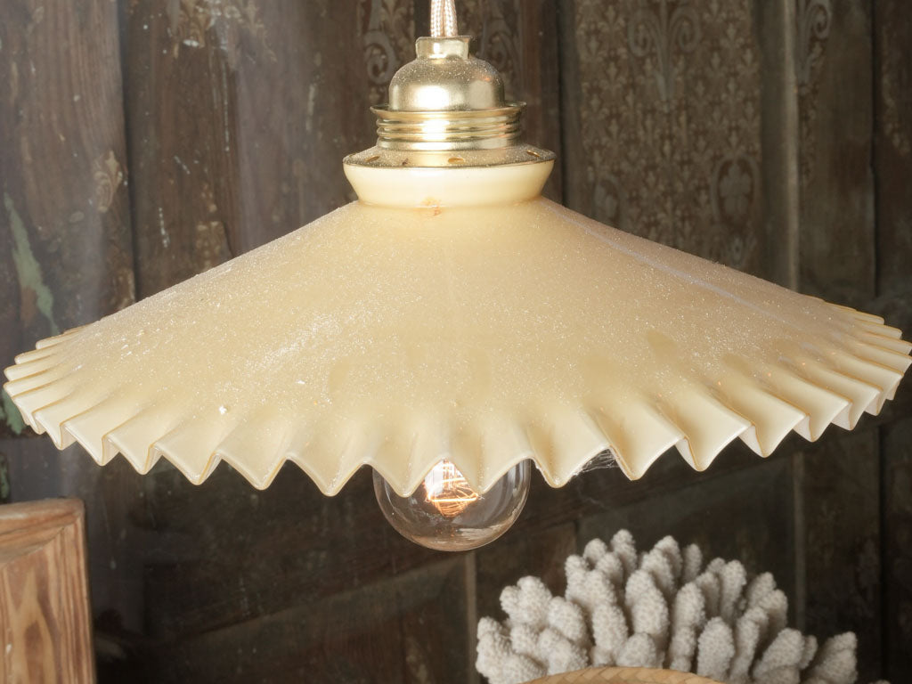 Glossy beige brass pendant light