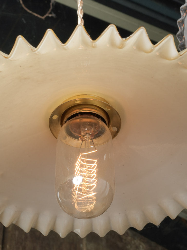 Fully re-electrified opaline pendant lamp