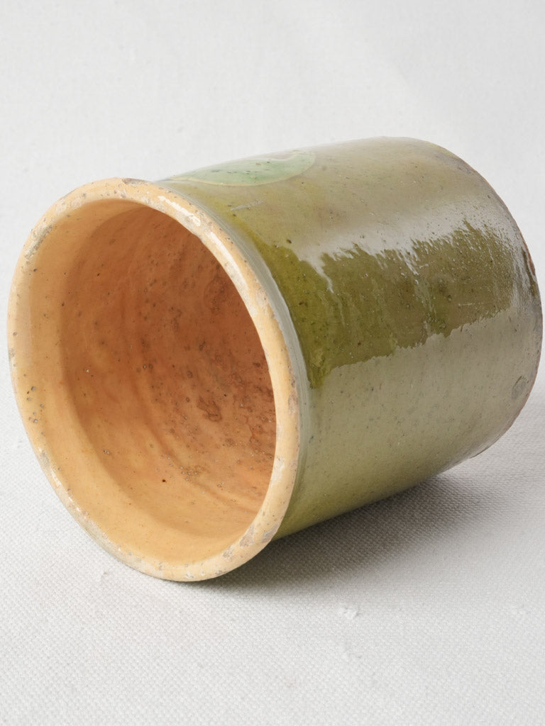 Collectible rustic olive-green jar