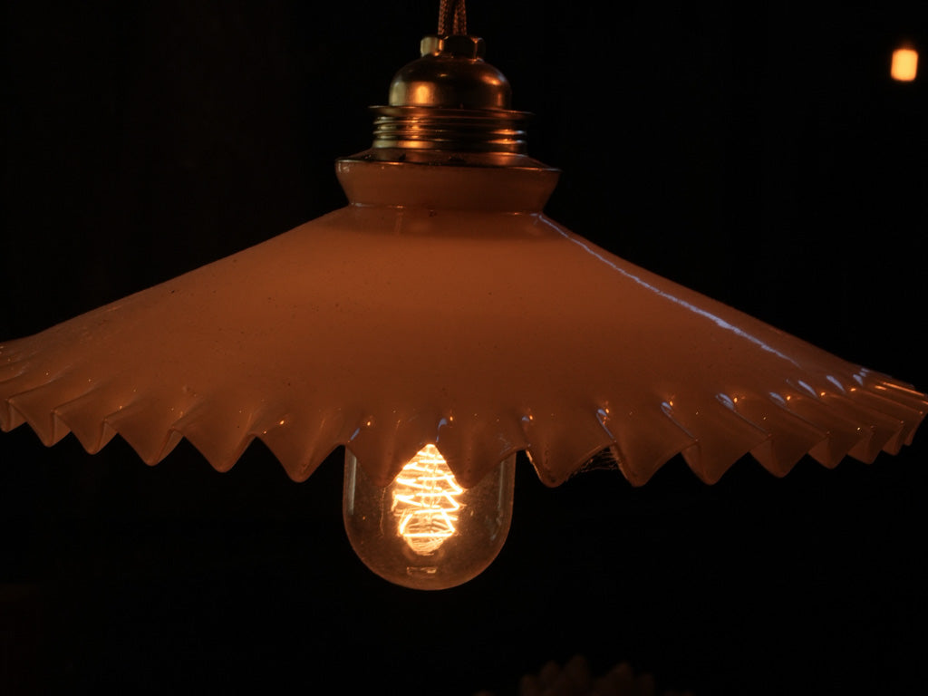 Vintage opaline brass pendant light