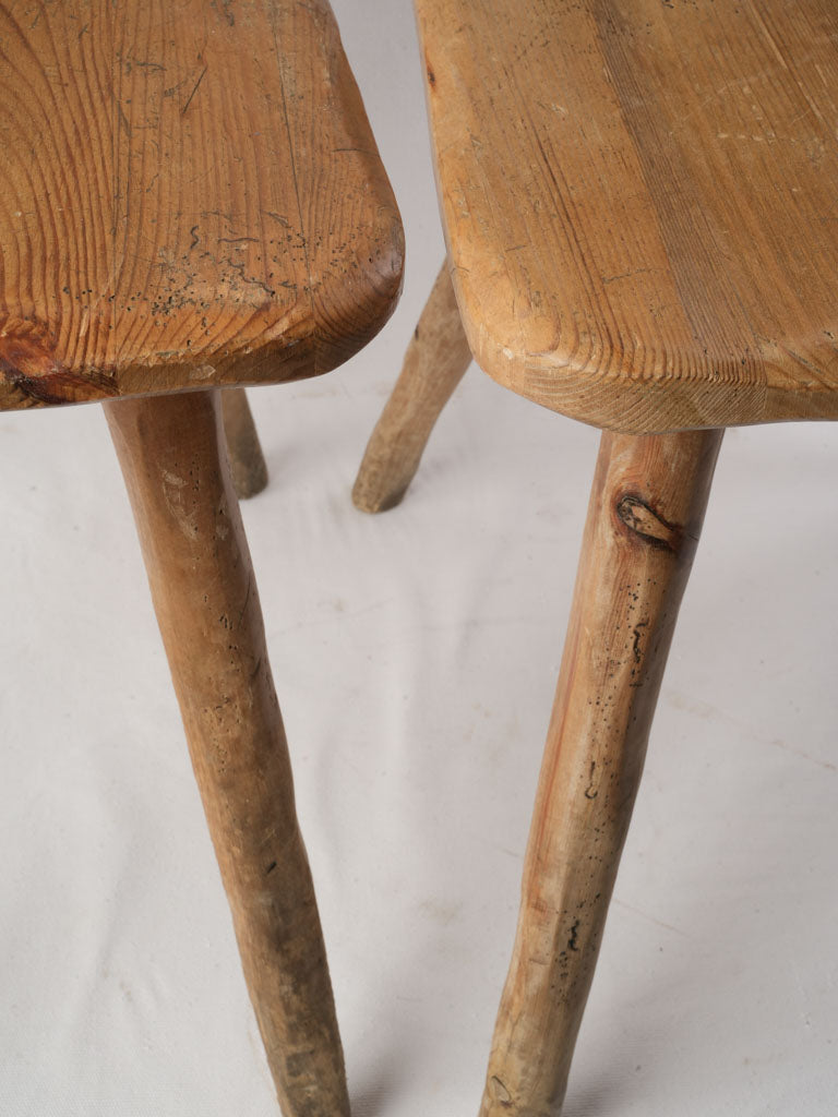 Set of Six Alpine Fir Board-Back Chairs with Heart Cutouts