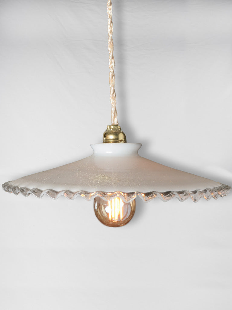 Vintage French white opaline pendant lamp