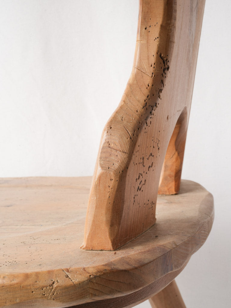 Set of Six Alpine Fir Board-Back Chairs with Heart Cutouts