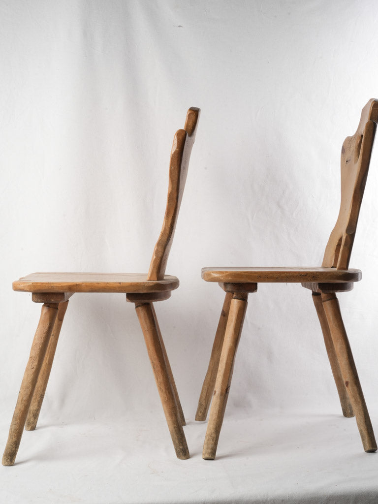 Set of Six Alpine Fir Board-Back Chairs with Heart Cutouts