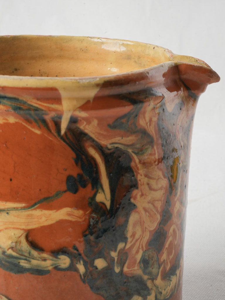 Late 19th-Century Pitcher from Savoy w/ Jaspe Glaze - 6¾"