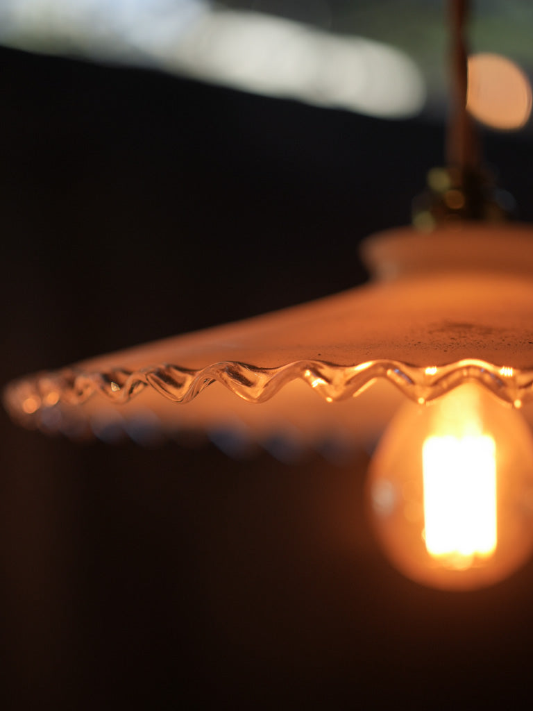 Elegant rippled edge opaline pendant light