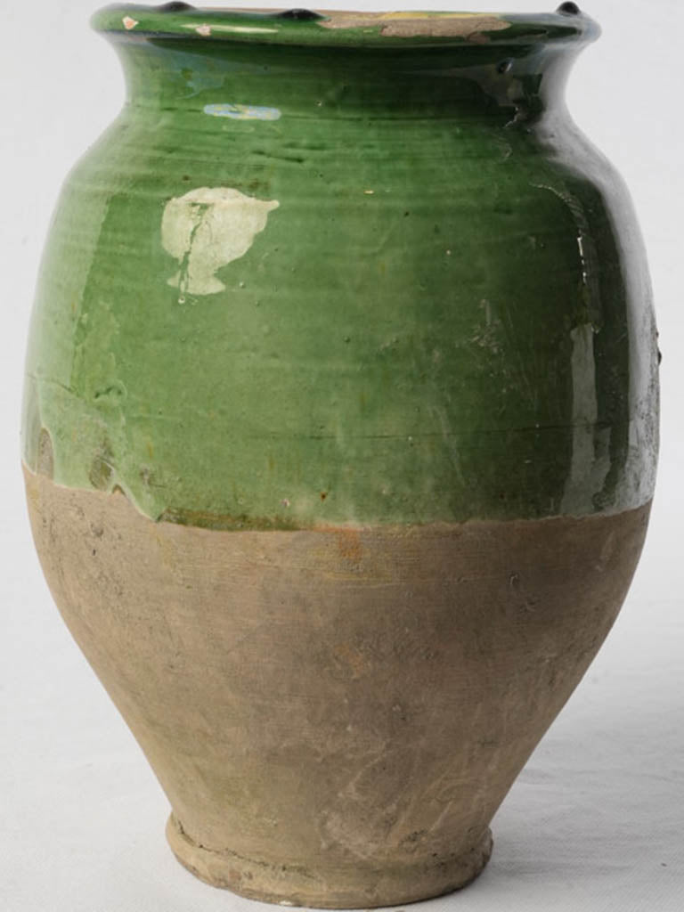 Hand-thrown Green-Glazed Ceramic Jar