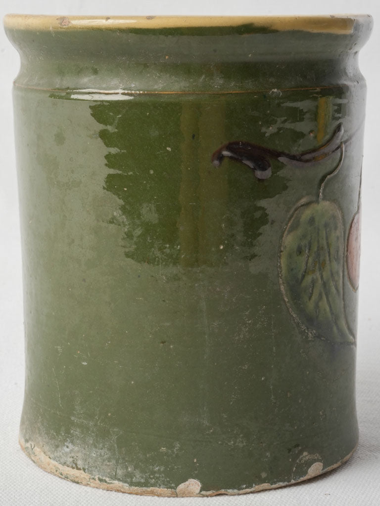 Antique Ceramic Pot W/ Hand-Painted Cherries from Savoy - 6¾"