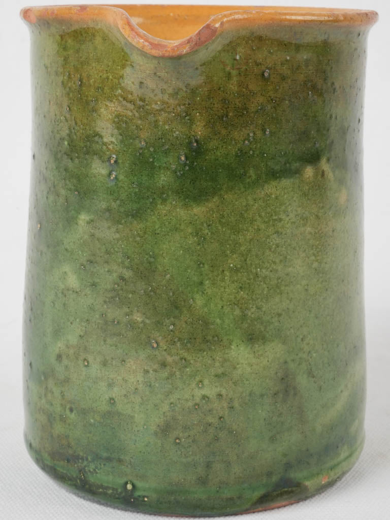Vintage French green-yellow earthenware pitcher
