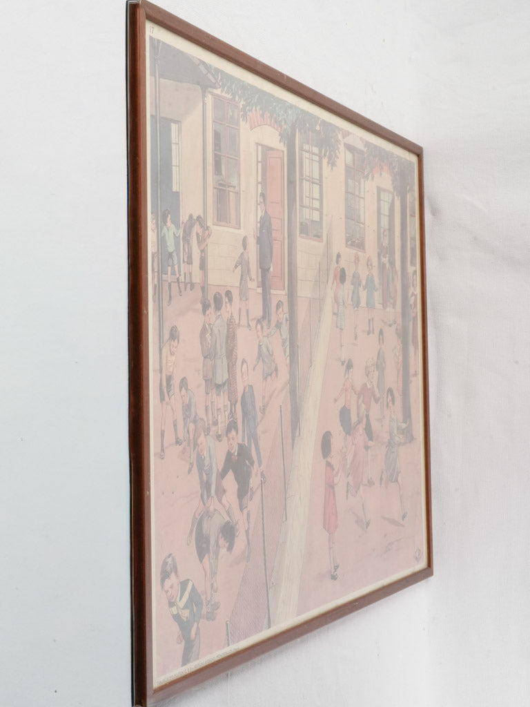 French schoolyard art lithograph