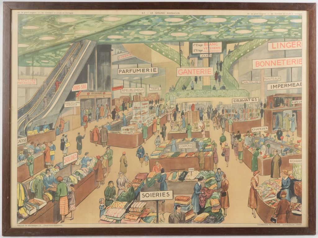 Colorful lithograph department store print