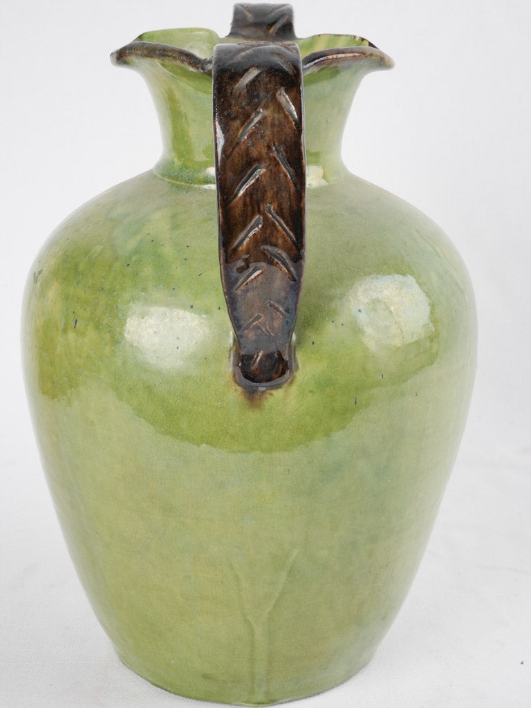 French green Dieulefit vase w/ 2 handles - Large 13½"