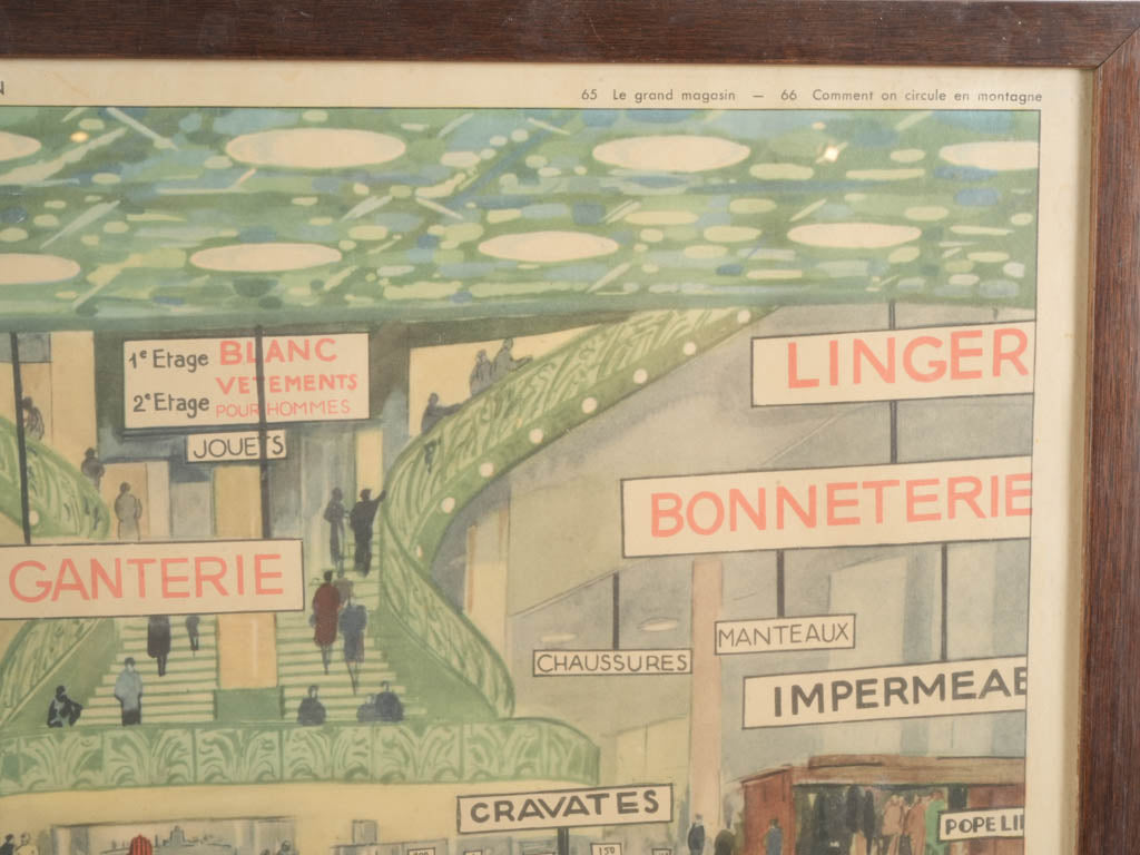 Russet and teal French print