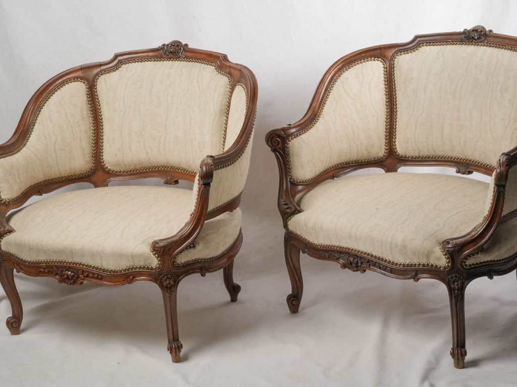 Pair of Louis XV Revival Cabriolet Armchairs Circa 1900 - 31"