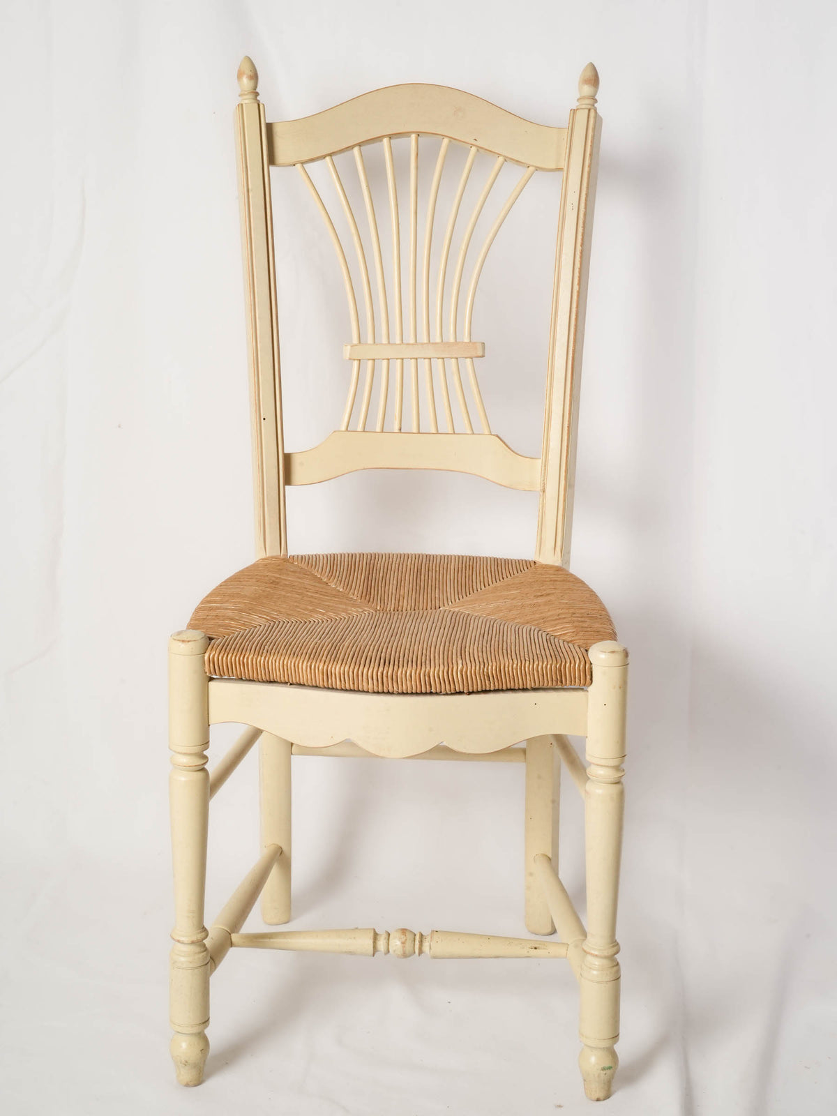 Set of 14 Provençal Painted Dining Chairs With Wheat Sheaf Backs, 1980s