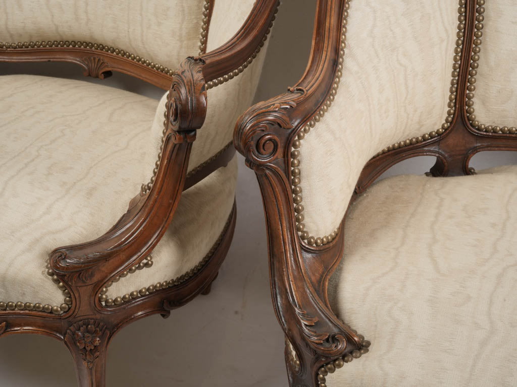 Pair of Louis XV Revival Cabriolet Armchairs Circa 1900 - 31"