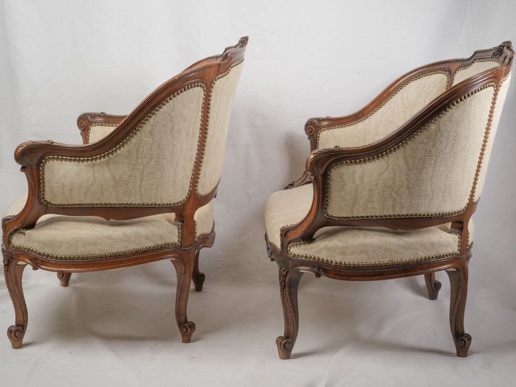 Pair of Louis XV Revival Cabriolet Armchairs Circa 1900 - 31"