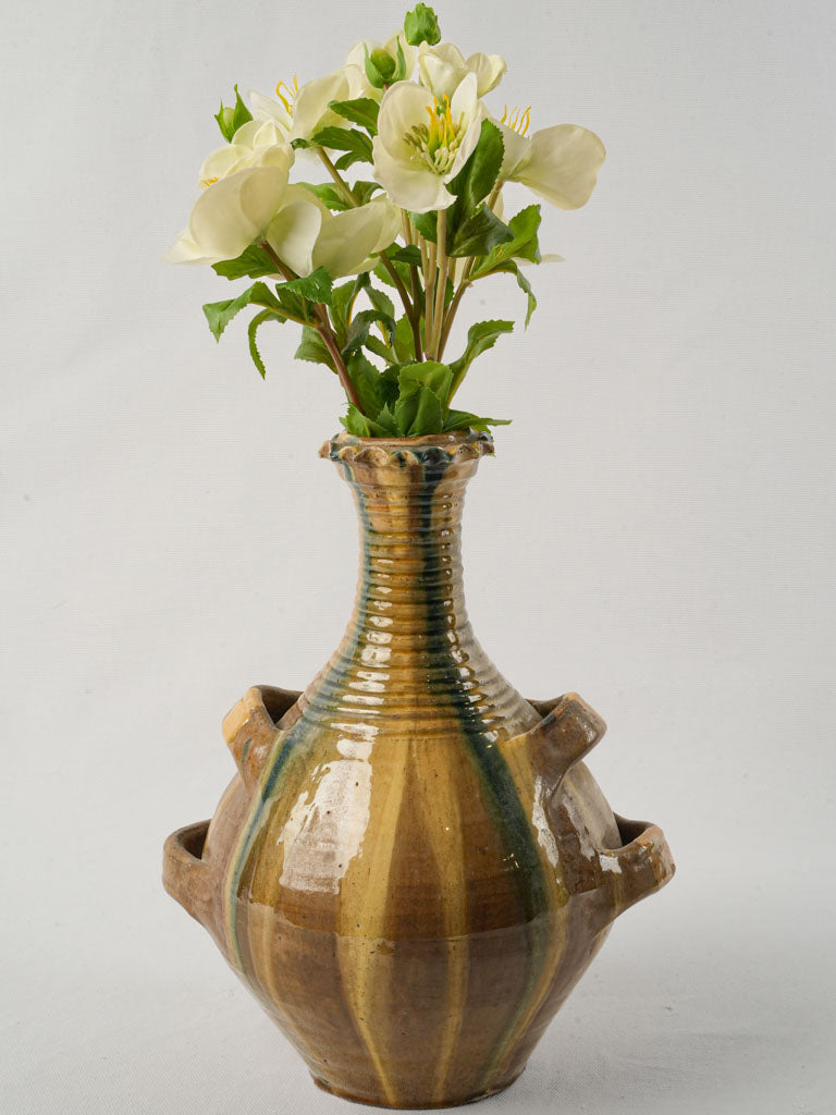 Rustic glazed pottery container