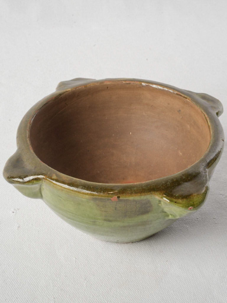 Mid-20th Century French Green Glazed Terracotta Mortar - 4"