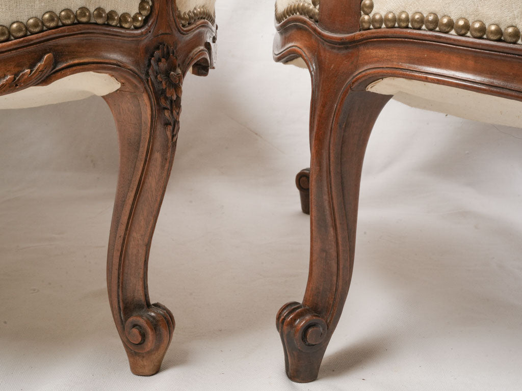Pair of Louis XV Revival Cabriolet Armchairs Circa 1900 - 31"