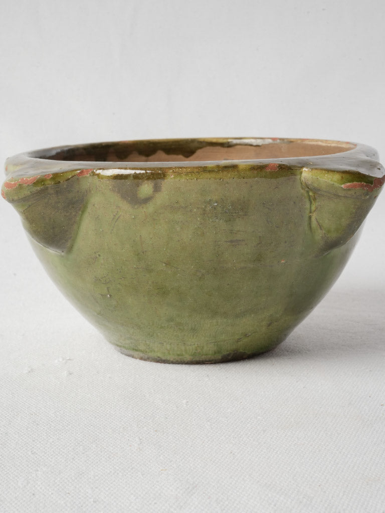 Mid-20th Century French Green Glazed Terracotta Mortar - 4"