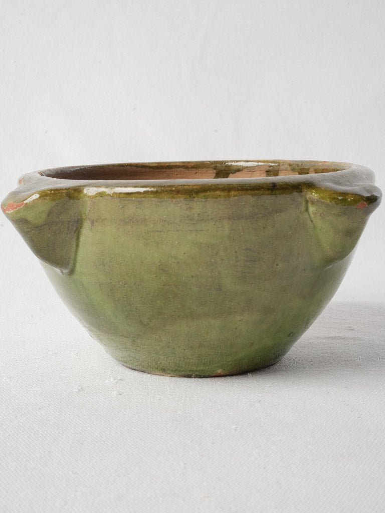 Mid-20th Century French Green Glazed Terracotta Mortar - 4"