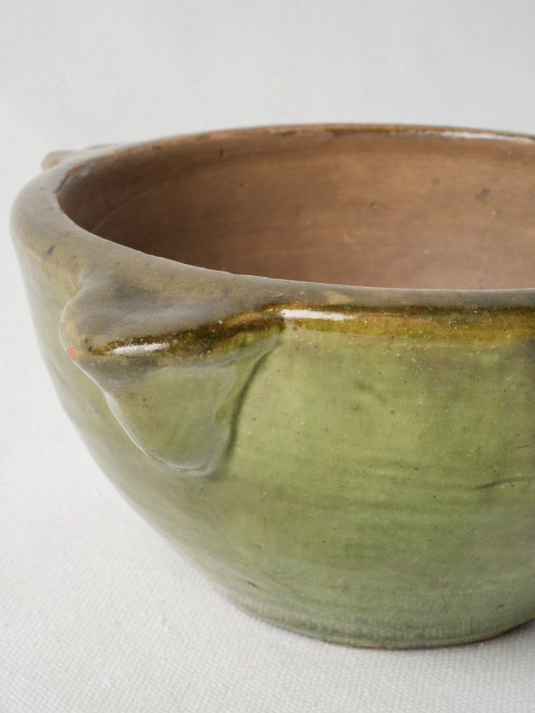 Mid-20th Century French Green Glazed Terracotta Mortar - 4"