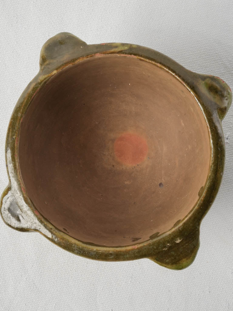 Mid-20th Century French Green Glazed Terracotta Mortar - 4"