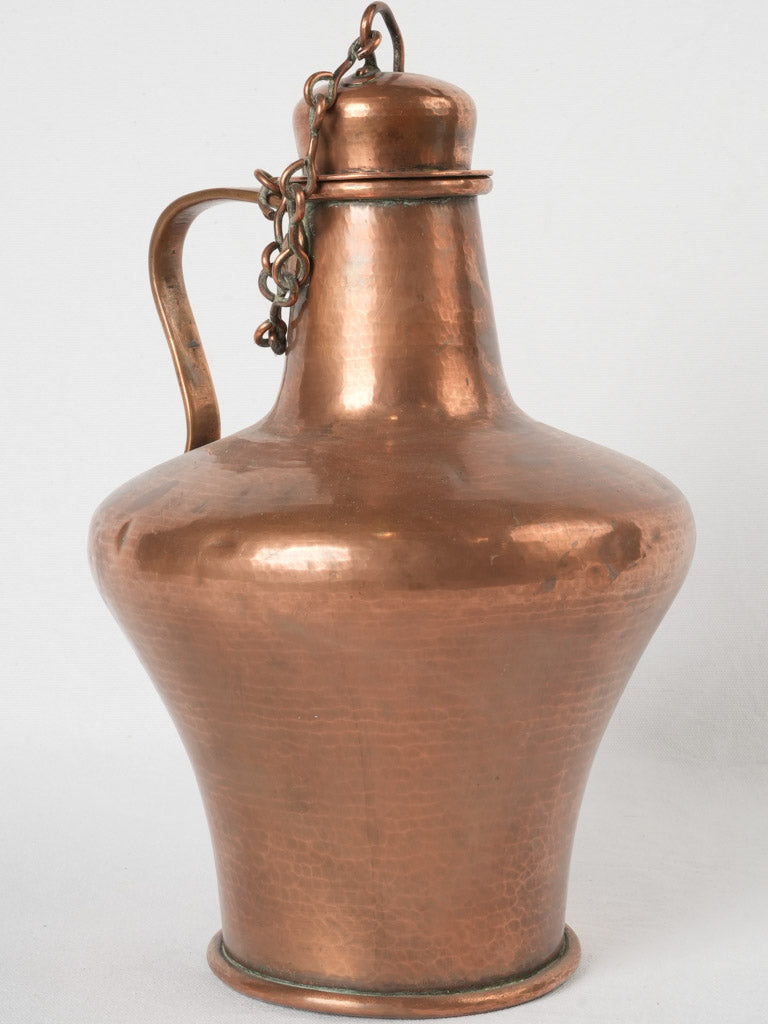 Antique amphora-shaped copper cauquemar kettle