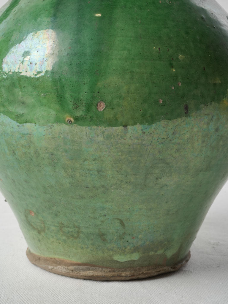 Late 19th-Century Provençal Ceramic Water Pitcher w/ Emerald Green Glaze - 11½"
