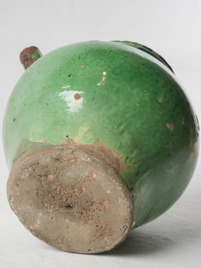 Late 19th-Century Provençal Ceramic Water Pitcher w/ Emerald Green Glaze - 11½"