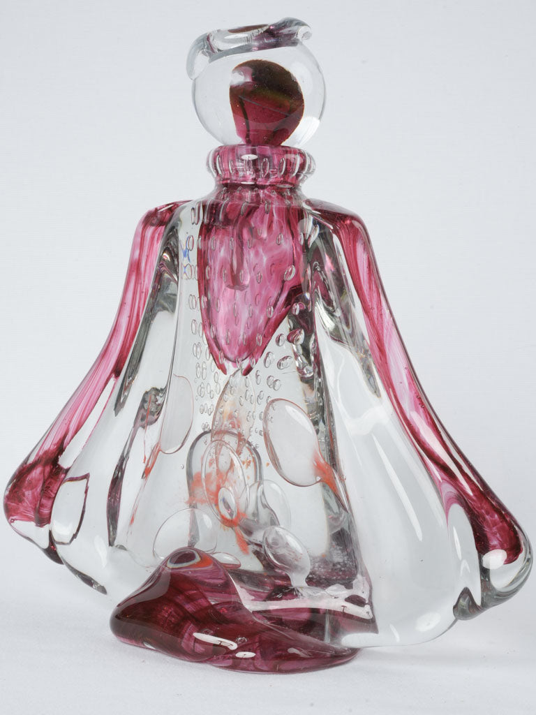 Elegant Burgundy Glass Angel Flask