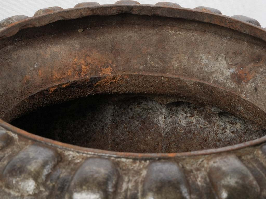 Pair of Late 19th Century French Cast-Iron Gadrooned Garden Urns - 17"